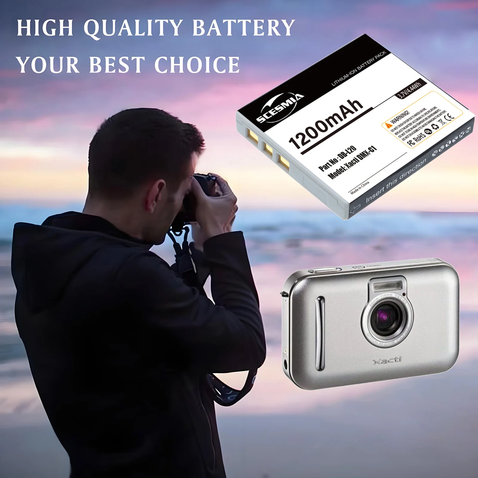Фото Аккумулятор или зарядное устройство DB-L20 для Sanyo Xacti DMX-C1 C4 C5 C6 CA6 CA65 CA8 CA9 CG5 CG6 CG65 CG9 DSC-C4 C5 E6 J4 VPC-C1 C4 C40 C5 C6 №5