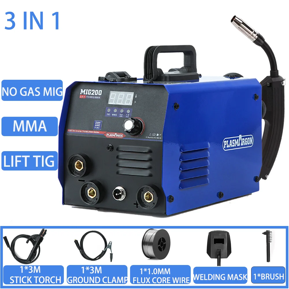 

Mig Welders Semi-Automatic Non Gas Welding Machine GasLess 3 in 1 MIG MMA LIFT TIG Arc Welder 220V For Household Welding