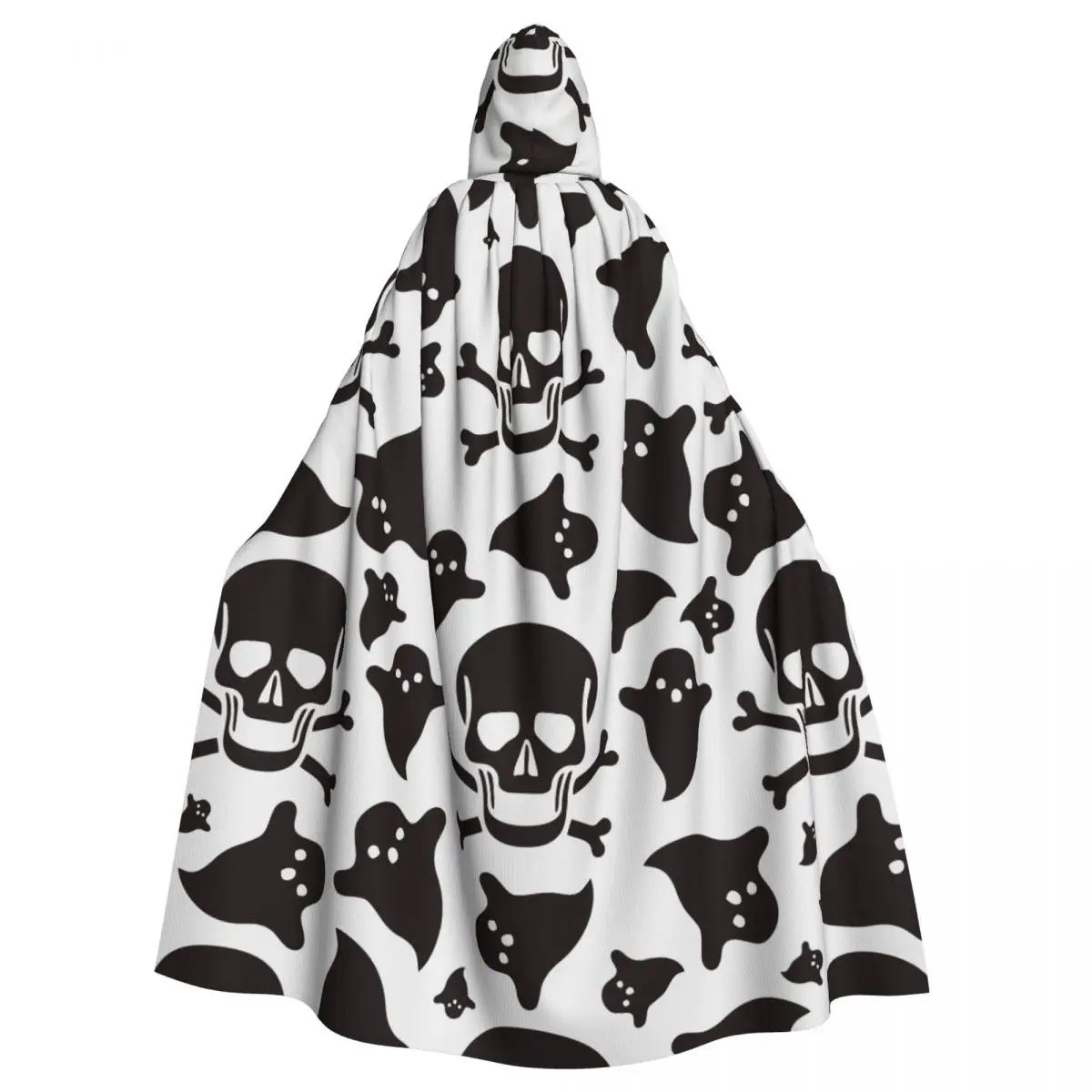 

Skull Skeleton Ghost Adult Cloak Cape Hooded Medieval Costume Vampire Elf Purim Carnival Party