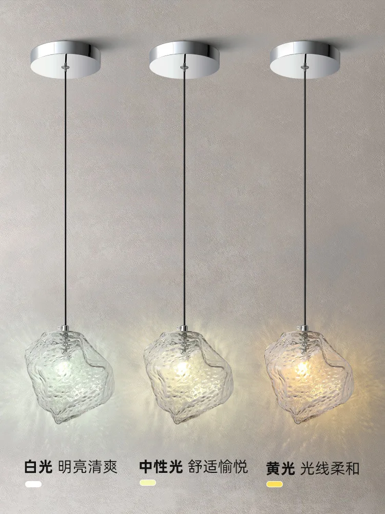 

Northern Europe Style Pendant lamp LED Chandeliers 1/3Pcs Ice Cube Glass Simplicity Great room Bedroom lighting Café Atmosphere