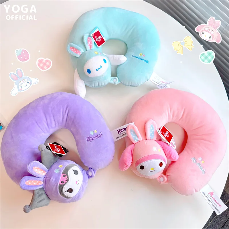 

Sanrioed My Melody Cinnamoroll Kuromi Plush U-shaped Pillow Cute Kawaii Cartoon Rest Travel Portable Car Nap Pillow Neck Pillow