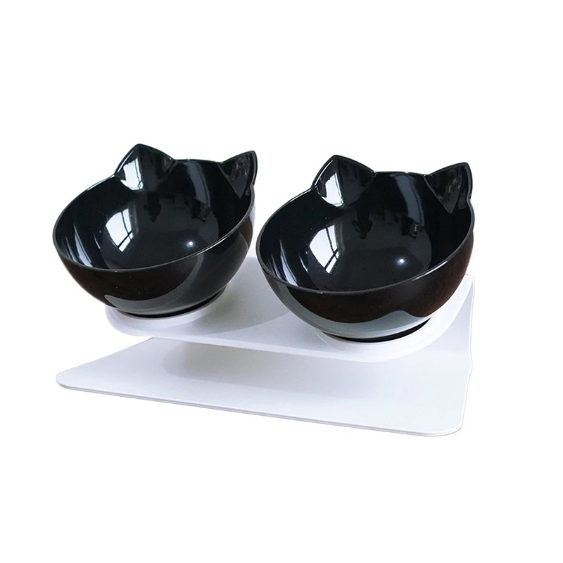 

Двойная миска для кошек, искусственная прозрачная Нескользящая миска из АБС-пластика для еды с защитой шейного отдела позвоночника