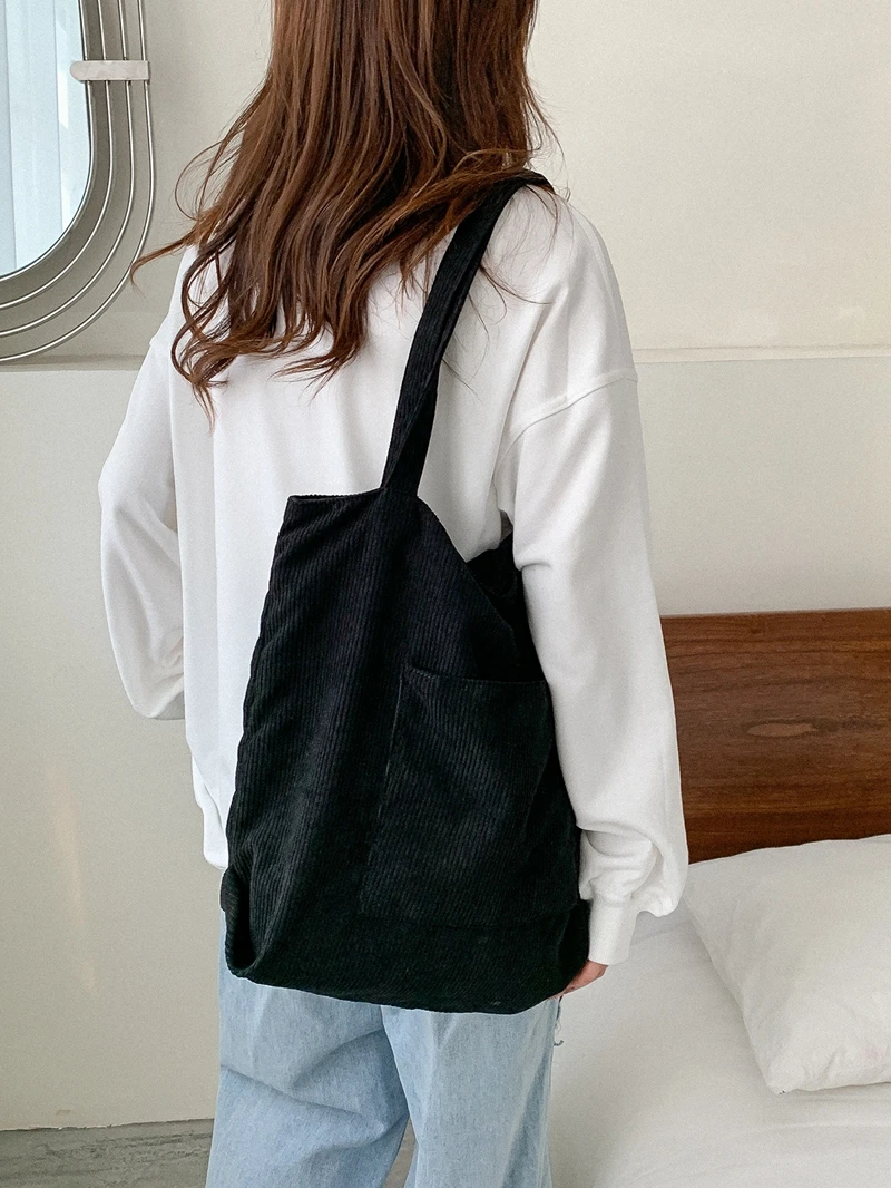 Casual Corduroy Tote Shopping Bag large capacity shoulder bag Woman Handbags Travel Bags Student Messenger Bag