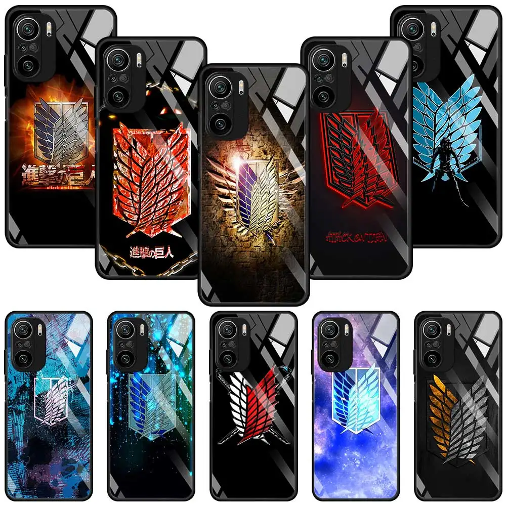 

Attack On Titan Logo Tempered Glass Case for Xiaomi Redmi Note 11 10 9S 8 Pro 9C 9 7 8T K40 9A 9T 11S 11T 5G Phone Shell Cover