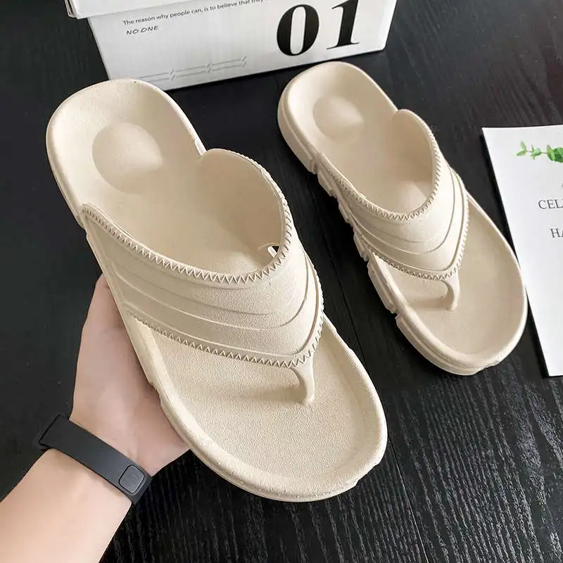 

Shock Absorbing Men's Flip Flops Rubber Sole Luxury Men's Shoe Height Increases Thong Sandals With Rubber Sole Slipper Tennis