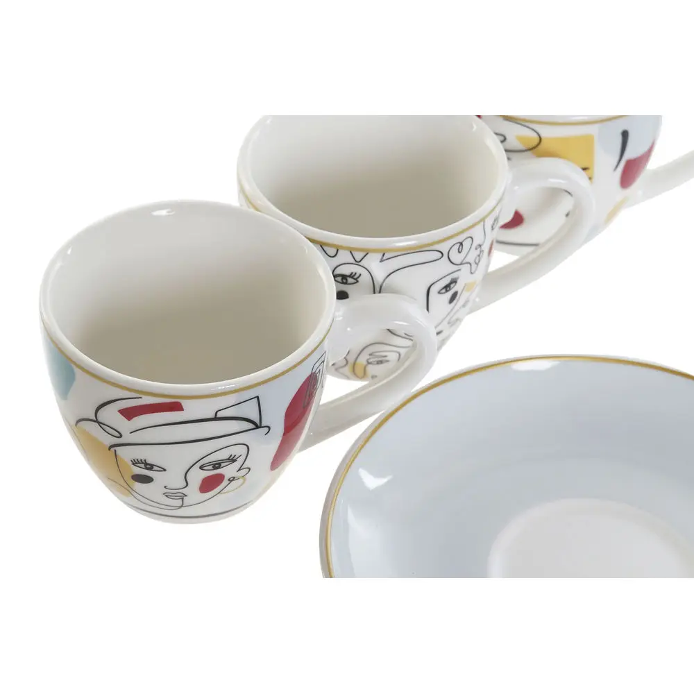 Piece Coffee Cup Set DKD Home Decor Bone China Porcelain (80 ml) (6 pcs) | Cups