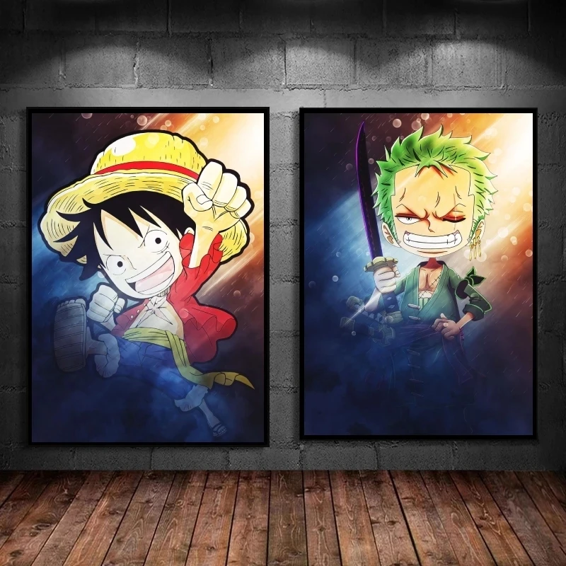 

Monkey D. Luffy Canvas One Piece Posters Vinsmoke Sanji Home Decor Roronoa Zoro Painting Print Pictures Wall Artwork With Frame