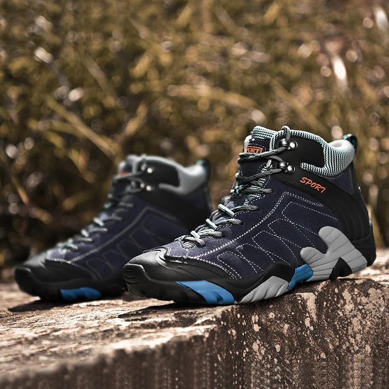 2022 Genuine Leather Men's Hiking Shoes Outdoor Trekking Boots Men Waterproof Hunting Boots Male Mountain Sports Climbing Shoes