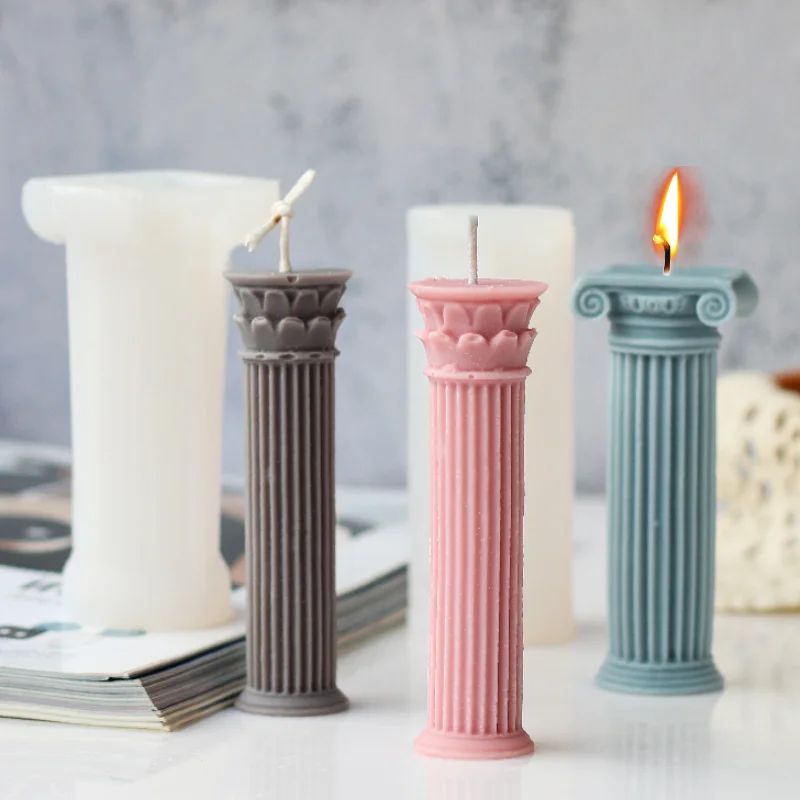 

Classic Roman Column Candle Silicone Mold DIY Aromatic Soap Candle Making Resin Soap Mold Gifts Craft Home Decor Supplies