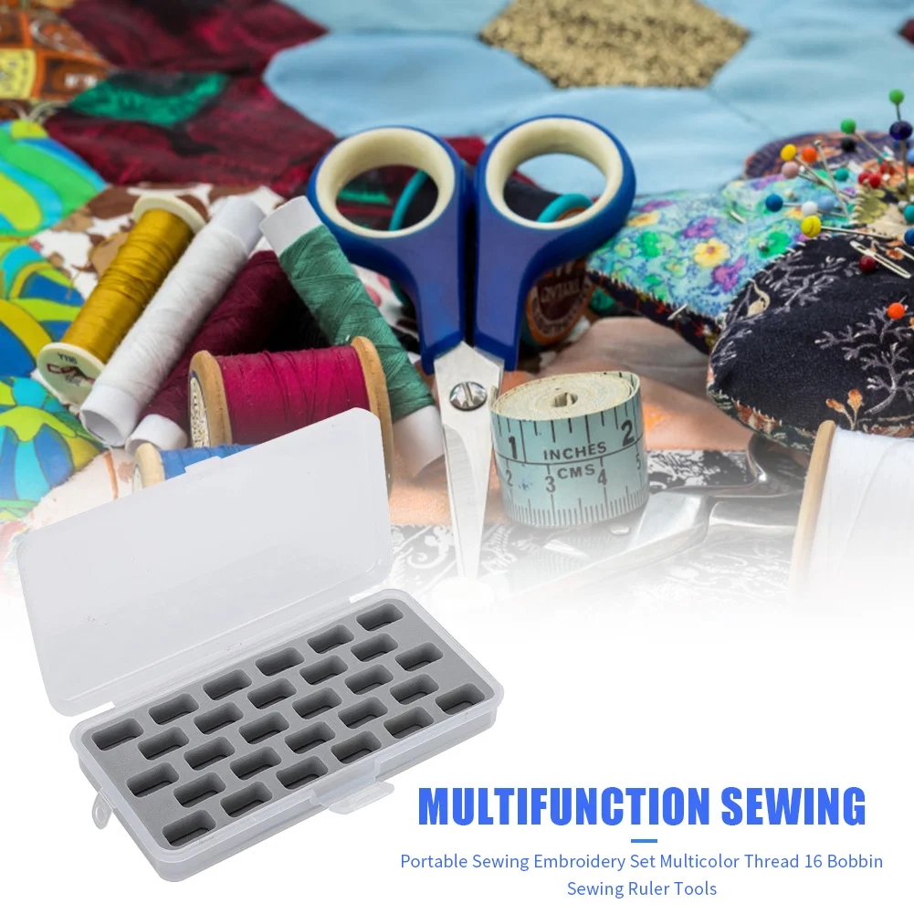 

Empty 28 Grid Bobbin Box Fixed Sewing Tool Thickened Sponge Storage Bobbin Case Embroidery Point Drill Organizer Box