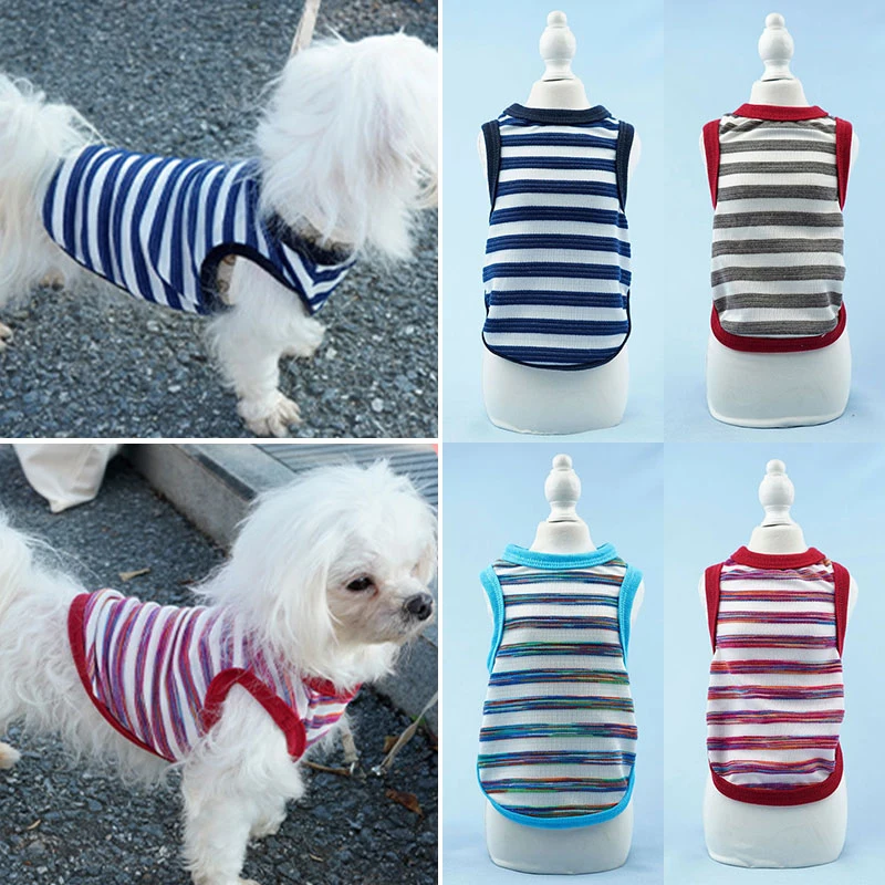 

1 PC Summer Striped Dog Shirt Cotton Casual Pet Vest Comfortable Dog Costume Puppy Soft T-shirt Thin Breathable Dog Clothes 2022