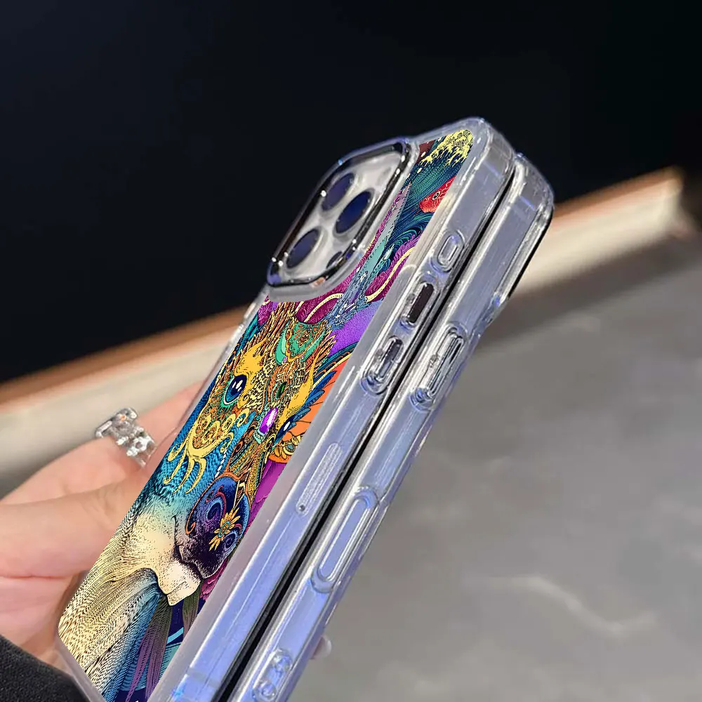 Фото Чехол с изображением животного оленя и льва для Samsung Galaxy 20 Ultra 10 Plus, прозрачный чехол с гальваническим объективом и рамкой для телефона J7 Prime F15 F05 №3