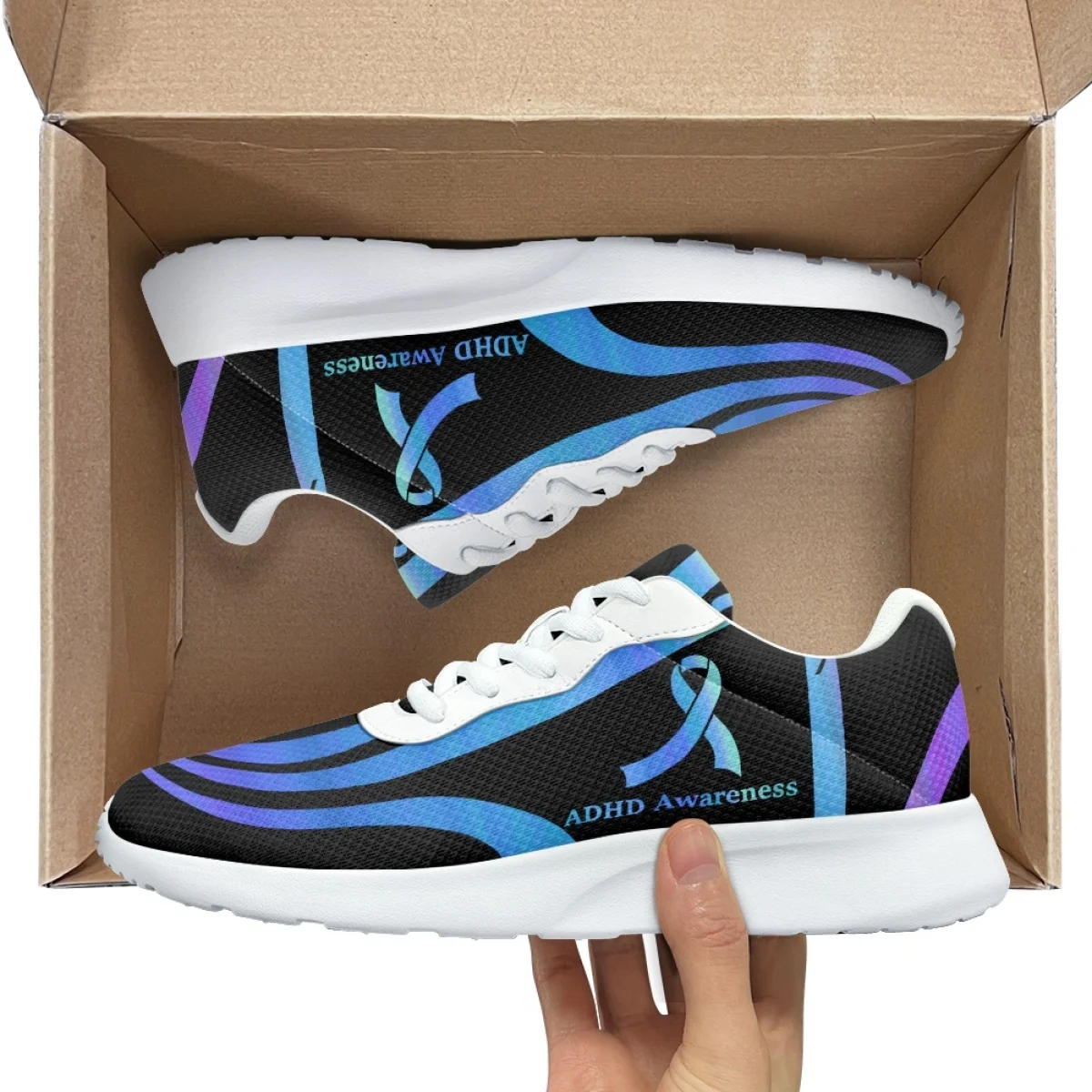 Женские амортизирующие кроссовки ADHD повседневная обувь с узором шикарный дизайн