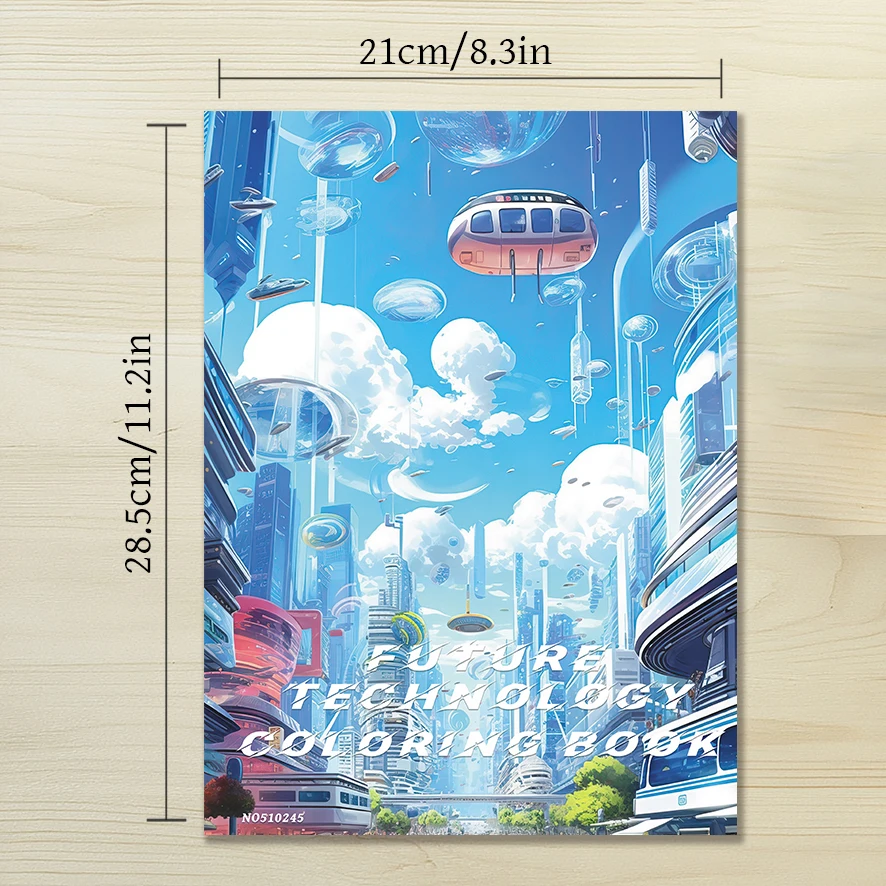 Фото Книжка-раскраска Future Technology — 8,3 x 11,2 дюйма, 22 страницы, высокотехнологичная раскраска, полезная в снятии стресса и эмоции, poz. №2