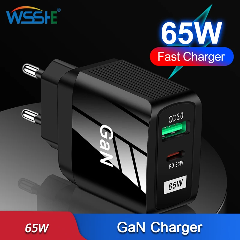 

65W Gallium Nitride USB Charger Type C PD Portable Fast Charging Travel GaN Phone Adapter For Iphone13 Pro Samsung Xiaomi Laptop