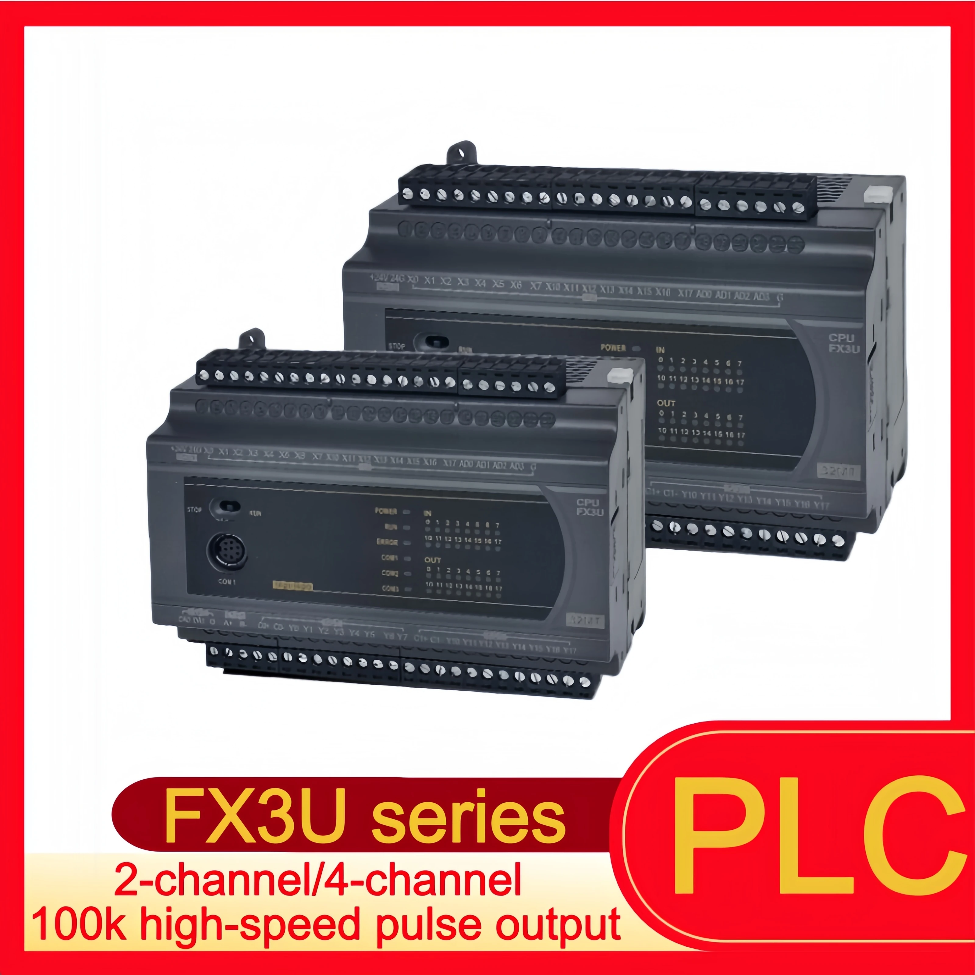 Фото Программируемый контроллер ПЛК FX3U с высокоскоростным импульсом 24/32/64MR/MT и возможностью аналогового выхода №1