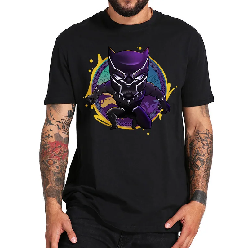 Marvel T-shirt Bad Little Kitty Black Panther Top Mens Tee Novelty Harajuku Funny t shirts Unisex Cotton Short Sleeve Tshirt