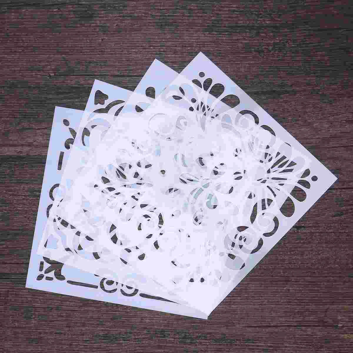 

4 Sheets Stencils Set Plastic Cut Painting Stencil Floor Wall Tile Fabric Wood Stencils Drawing Templates Hallow Painting