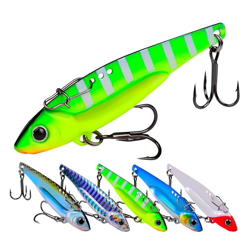 

2 Pcs Fishing VIB Bait,Hard Metal Spoons Lure Topwater Lure 5 Color 3 Searching Mode for Bass Trout Pike Freshwater Saltwater