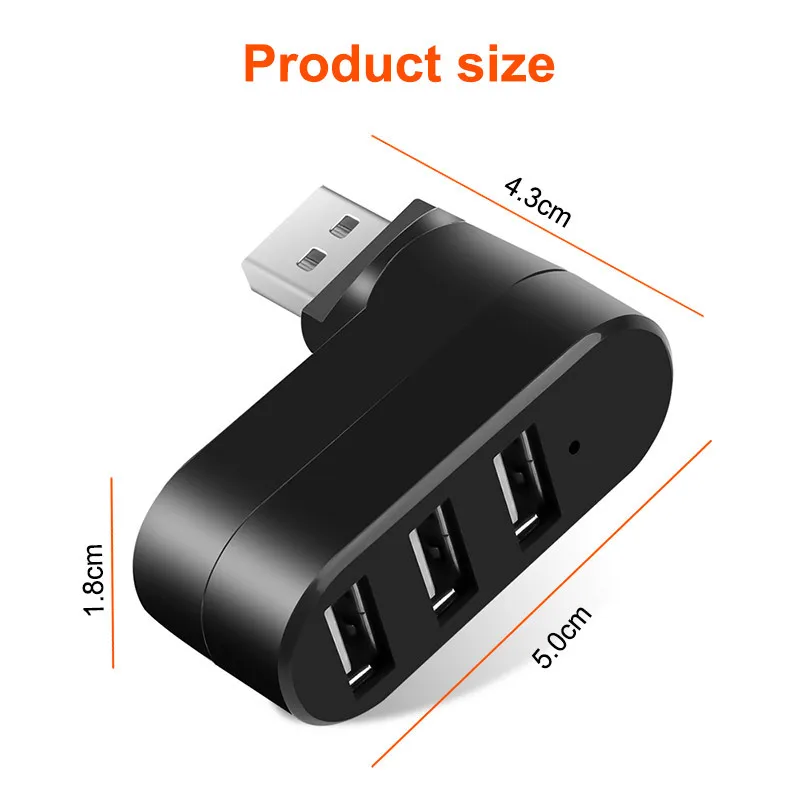 Универсальный адаптер USB 2 0 с 3 портами 180 градусов OTG для передачи данных ПК