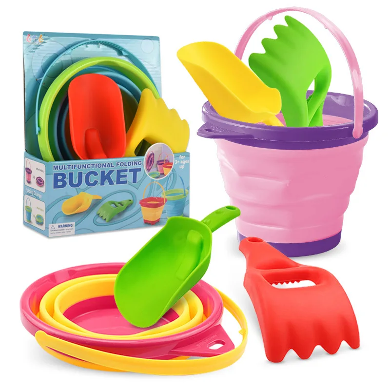 

Children Beach Bucket Foldable Sand Toy Play Summer Beach Water Game Telescopic Bucket Kids Portable Toys Multi Purpose Storage