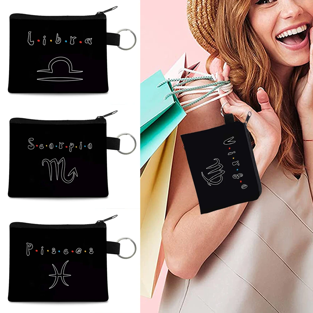 

Women Clutches Mini Coin Wallet Men Card Package 2022 New 12 Constellation Small Coin Purses Fashion Canvas Luxury Hand Bags