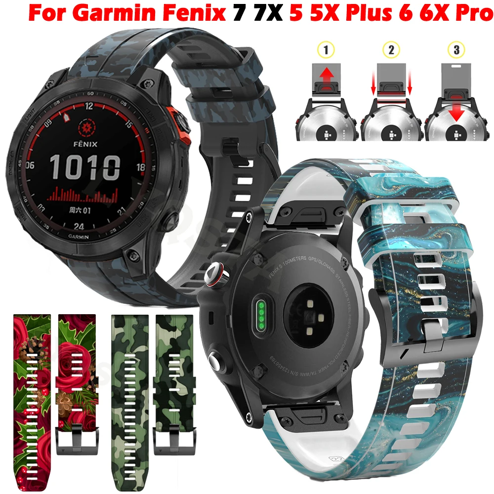 

QuickFit 22 26mm Smart Watch Bracelet Straps For Garmin Fenix 7 7X 6X 6 Pro 5X 5 Silicone Watchband Band Accessories Wristband