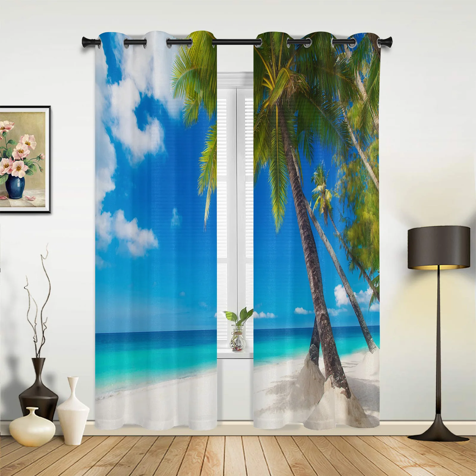 

Beach Sea Coconut Tree Curtains for Bedroom Living Room Drapes Kitchen Children's Room Window Curtain Modern Home Decor