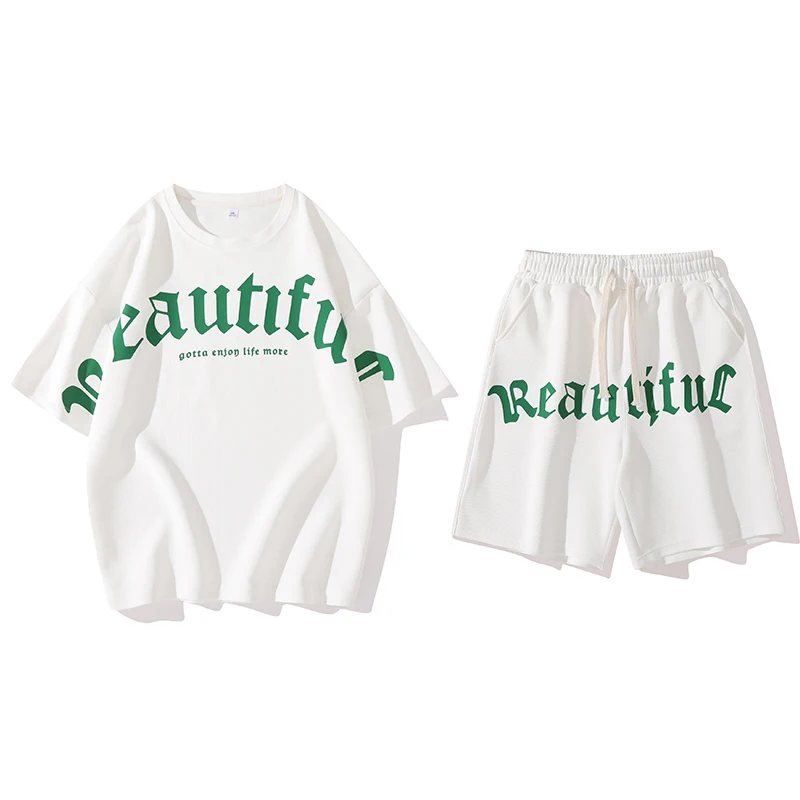 2023 New men's summer clothes simple fashion clothing loose casual T-shirt men's shorts 2-piece brand sportswear suit oversized