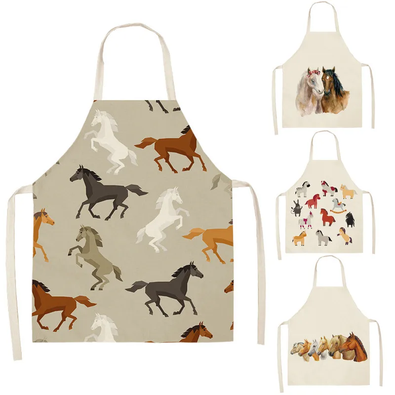 

Kitchen Aprons for Women Linen Bibs Household Cleaning Apron Home Horse Chefs Cooking Baking Apron for Child