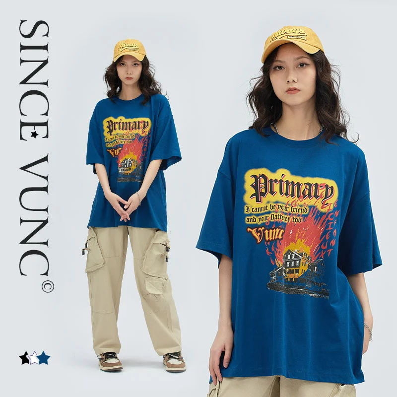 

Летняя новая китайская шикарная брендовая мужская футболка в стиле хип-хоп с индивидуальным принтом и круглым вырезом, Повседневная хлопковая уличная Мужская футболка с коротким рукавом