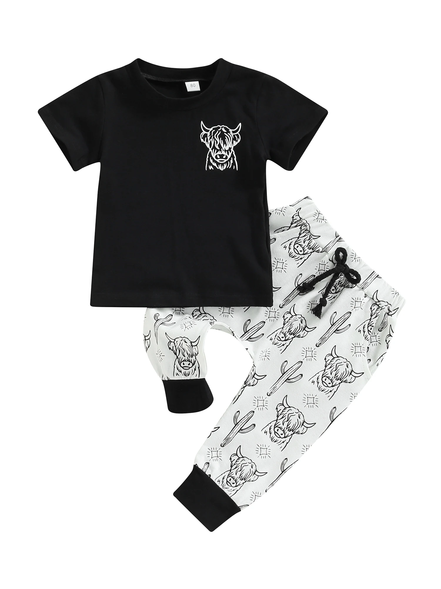 

Комплект одежды для мальчиков из 2 предметов, Свитшот и штаны с коровьим принтом