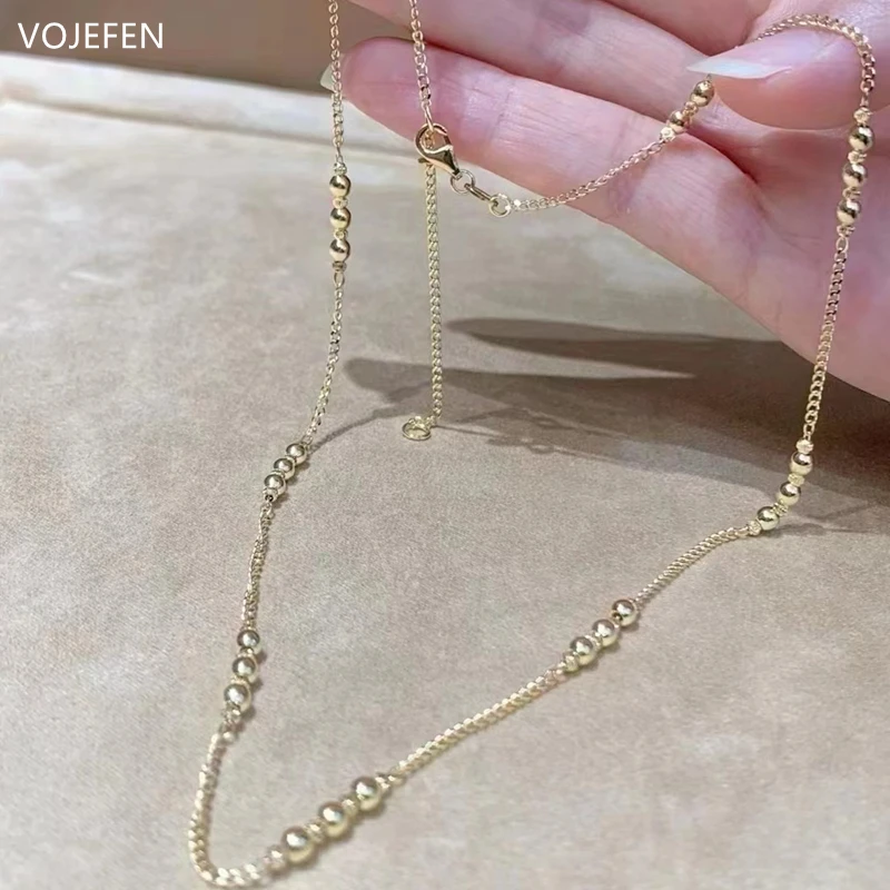 

VOJEFEN AU750 Gold Necklace And Bracelet Jewellry Sets for Women AU750 Cuban Beads Chains Pendants Original Jewelry Luxury Gift