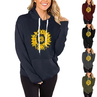 2022 womens sweater sunflower print hooded long sleeve sweater