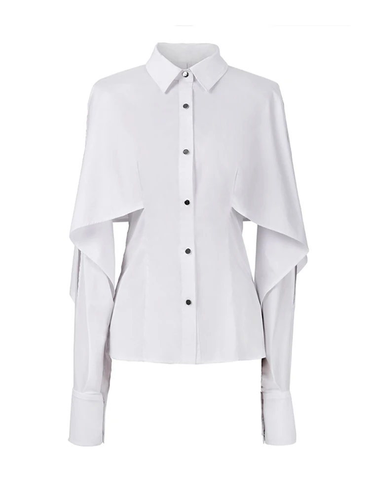 Женская блузка с длинным рукавом TWOTWIN однобортная рубашка составного кроя