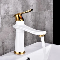 basin faucet water tap bathroom faucet brass made white gold black finish single handle hot cold water sink tap mixer
