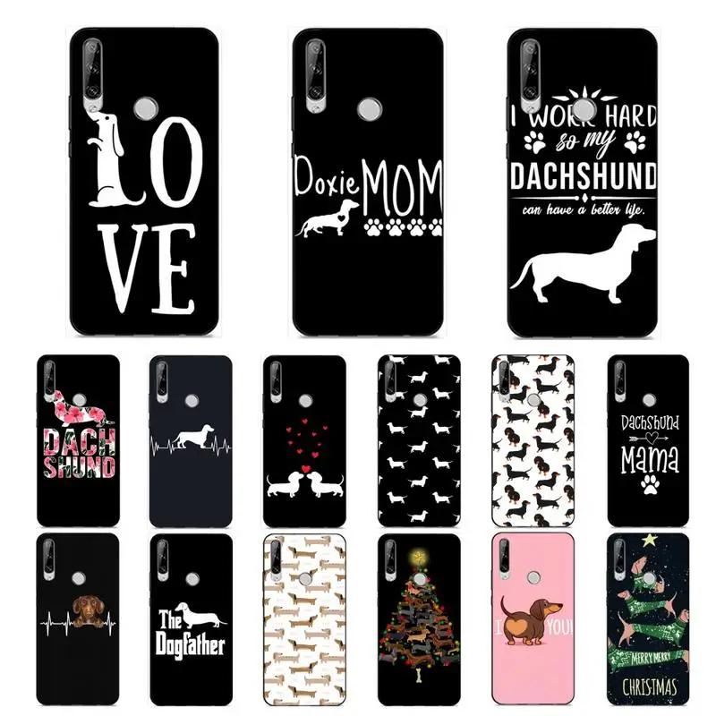 

FHNBLJ Dachshund Silhouette Dog Phone Case for Huawei Y 6 9 7 5 8s prime 2019 2018 enjoy 7 plus