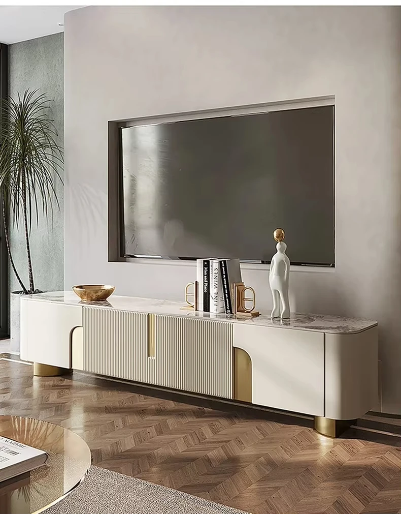 Armoire TV de Luxe Rectangulaire Столы Ценales Affichage Blanc Шведский стол с давлением Монеты Ronds Table Basse