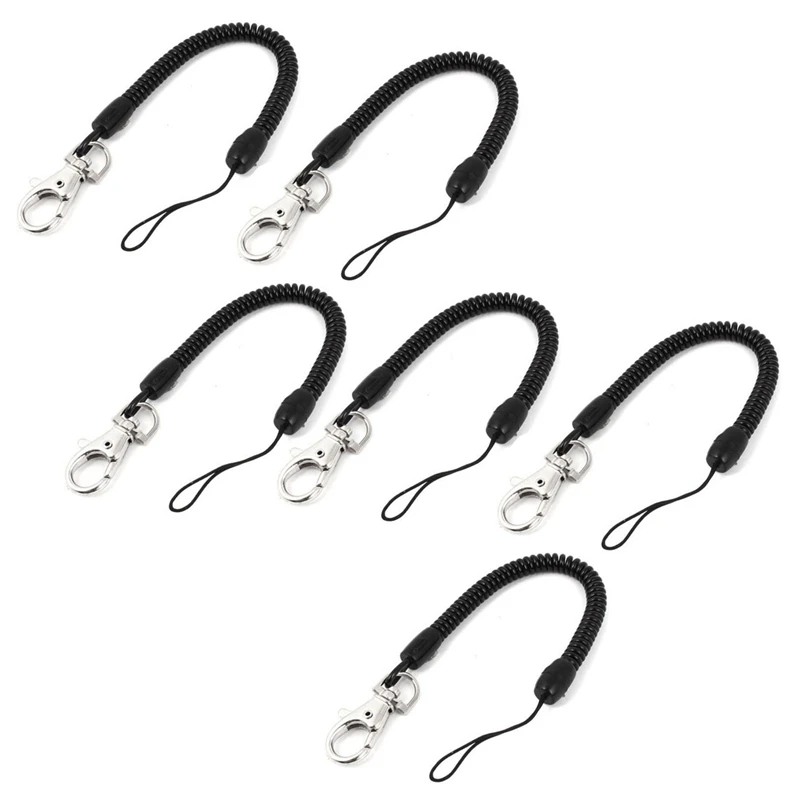 

Carabiner Key Chainring, Black 6 Coil Spring Elastic Strap