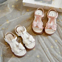 girls sandals 2022 kids fashion sweet princess flat casual butterfly beautiful rhinestone summer new children korean style shoes