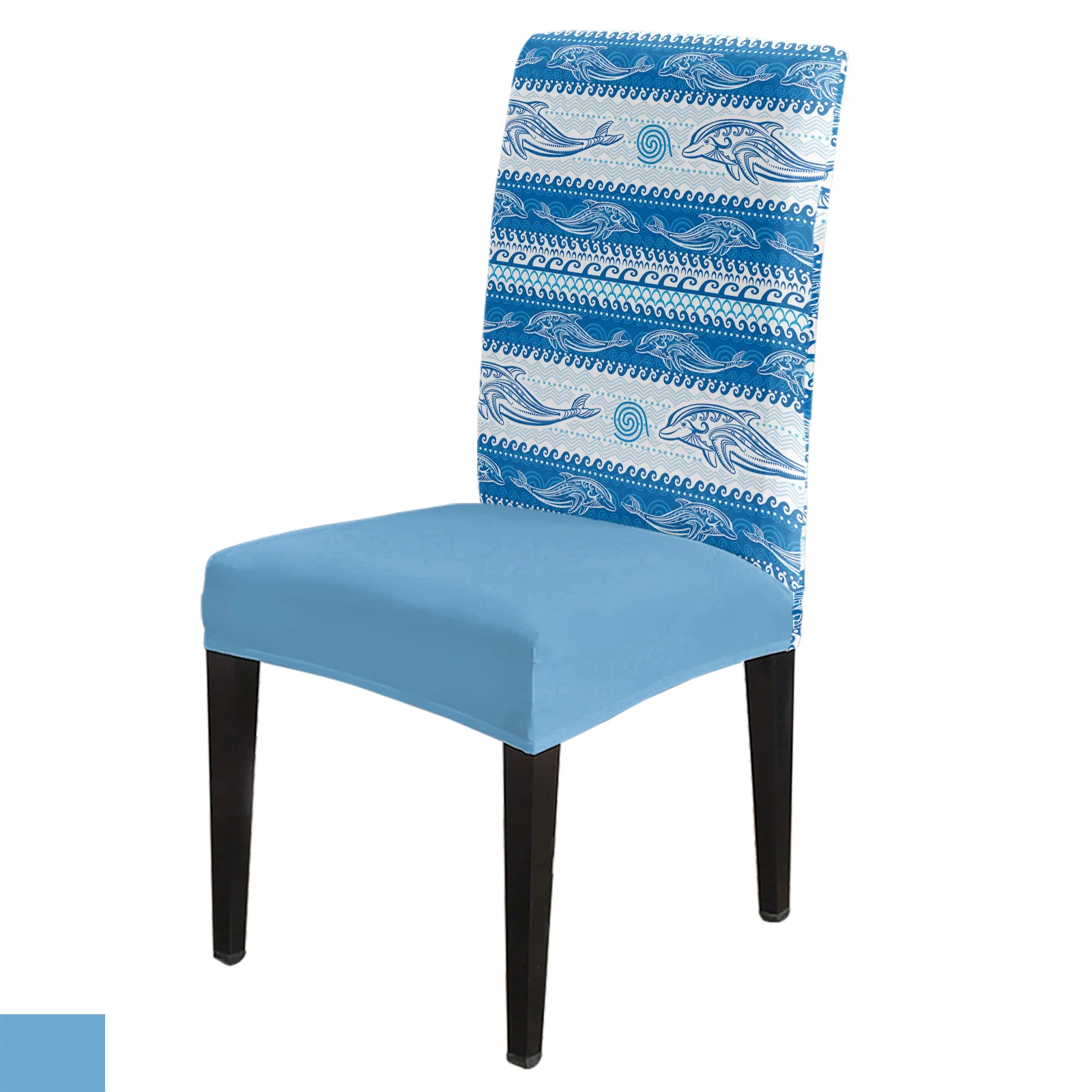 

Чехол на стул с изображением дельфина и волн, эластичное покрытие для кухонного стула, банкета, отеля, дома