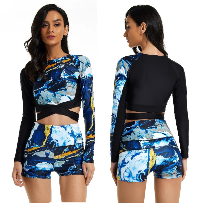 2PCS Sexy Swimsuit Surfing Suit Split Long-Sleeved Surfing Suit Women's Swimsuit Rashguard Wetsuit Sexy Bathing Suits Swimswear