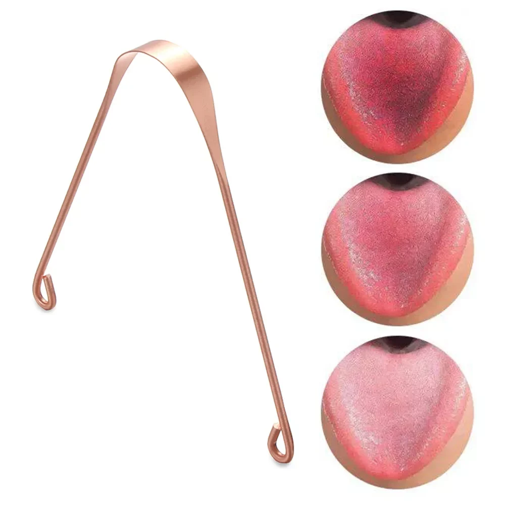 

NEW2023 1Pc Stainless Steel Simple Copper Tongue Scraper Cleaner Fresh Breath Dental Cleaning Health Oral Care Hygiene Tool