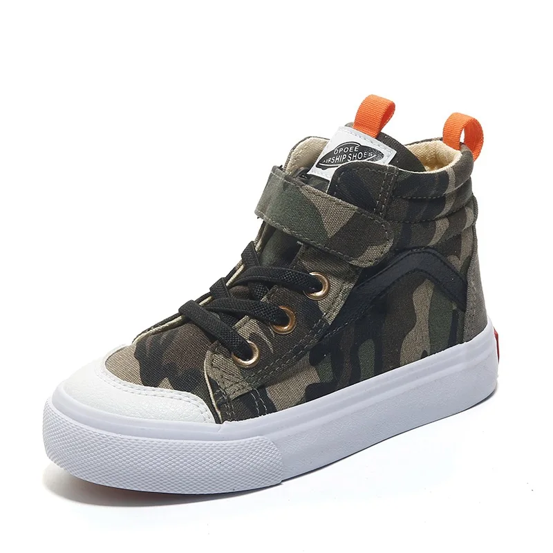 2023 Autumn New Camouflage Style Boys and Girls Children Canvas Shoes High-top Children Flats Hot Fashion 25-37 All-match enlarge