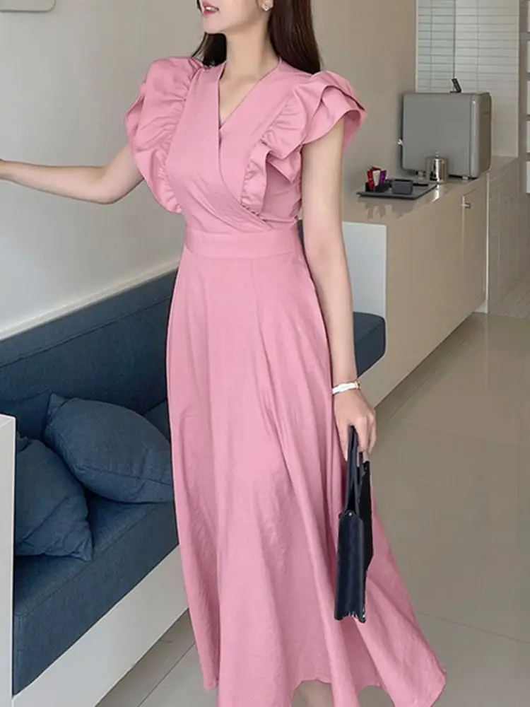 

Платье ZANZEA женское средней длины с высокой талией, модный винтажный вечерний сарафан на молнии с коротким рукавом и V-образным вырезом, элег...