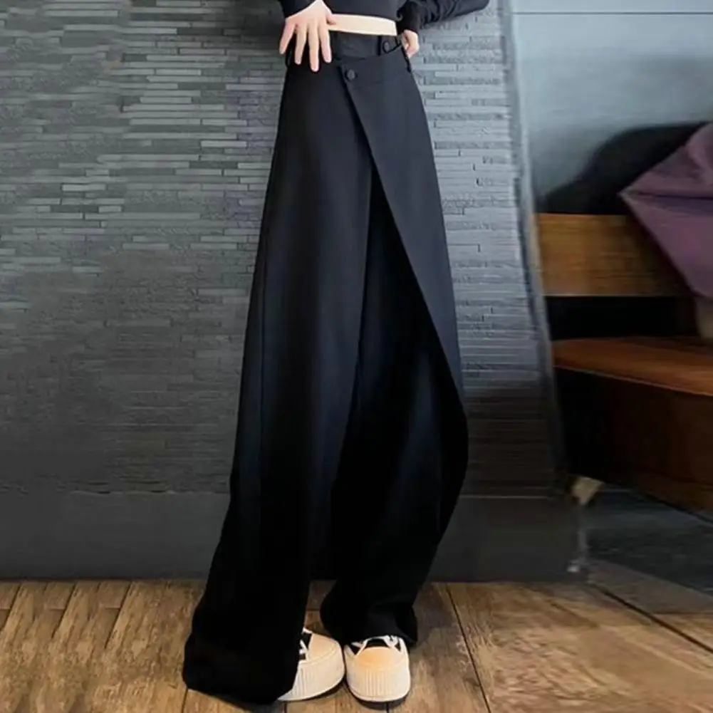 

Женские брюки с широкими штанинами и высокой талией, асимметричные Лоскутные прямые деловые Костюмные брюки с эластичным поясом в офисном стиле, длинные брюки