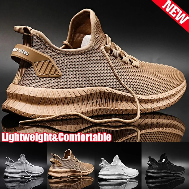 

Men's Sneakers Solid Color Mesh Sport Shoes Casual Tennis Running Shoes Breathable Training Tennis Shoes Plus Size 39-47