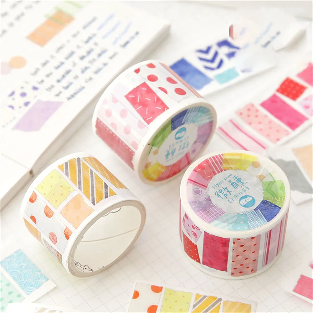 

Colorful Tearable Washi Tape DIY Scrapbooking Hand Account Decorative Stickers Basic Masking Tape Kawaii Stationery Sticky Paper