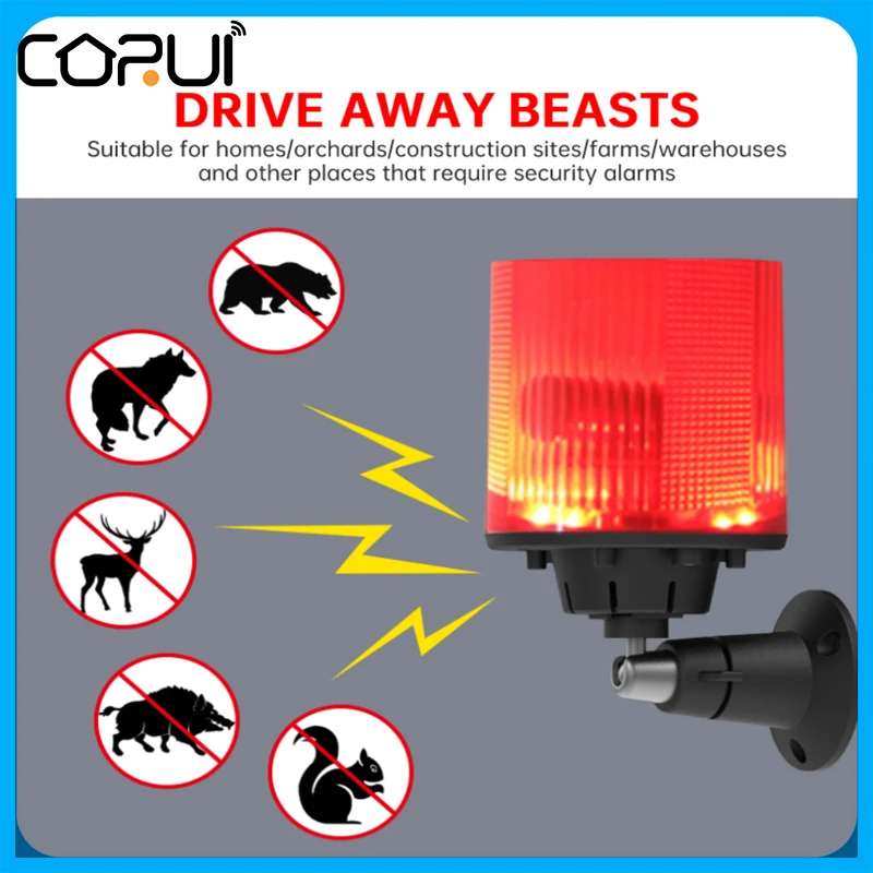 

Solar Alarm Light Alarm Animal Repellent Outdoor Drive Away Wild Animals Waterproof Alarm Siren For Home Security Alarm Lamp