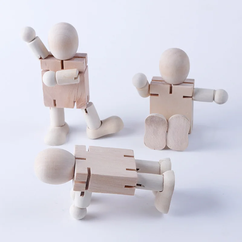

1 Piece 6 Moveable Joints Wooden Man Figure Toys Dolls with Standing Flexible Wood Man Art Draw Naked Dolls Model Toy for Kid